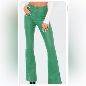 Green leather edikted pants